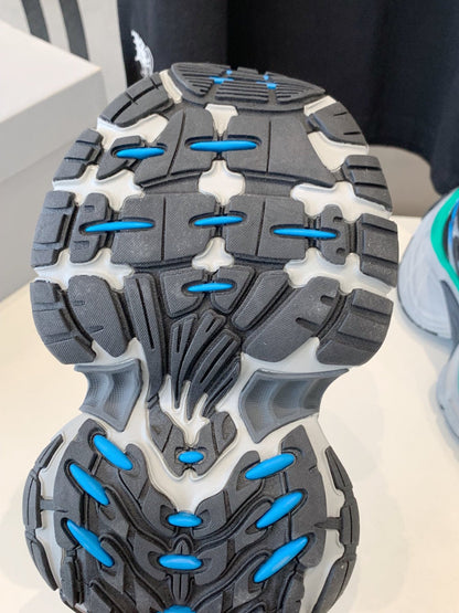 DAD SHOES IN GRAY MIX MINT GREEN AND BLUE MESH AND CALFSKIN