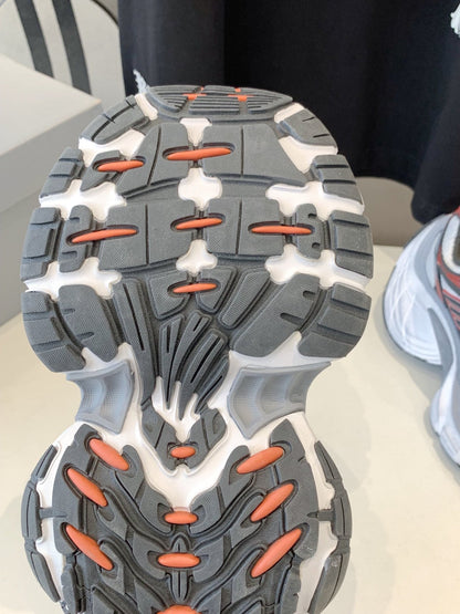 DAD SHOES IN GREY RED WHITE MESH AND CALFSKIN