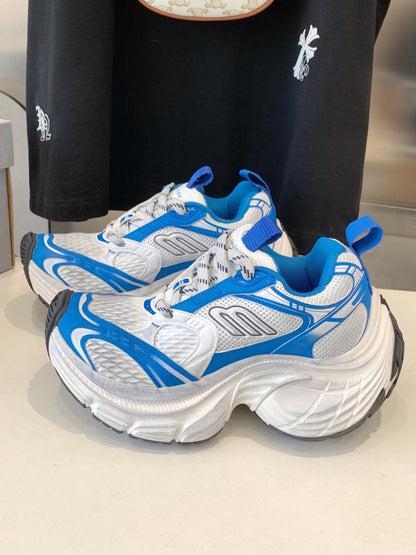 DAD SHOES IN WHITE MIX BLUE MESH AND CALFSKIN