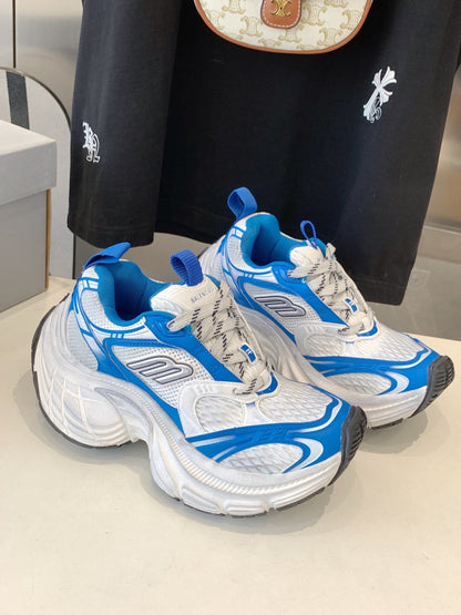 DAD SHOES IN WHITE MIX BLUE MESH AND CALFSKIN