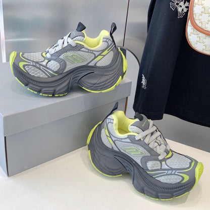 DAD SHOES IN GRAY MIX NEON GREEN MESH AND CALFSKIN