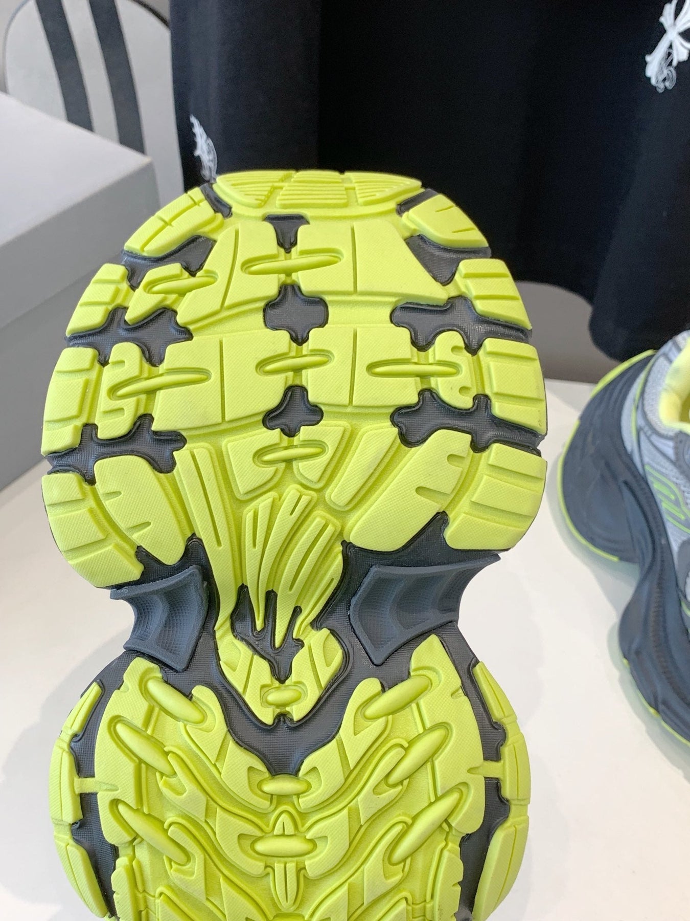 DAD SHOES IN GRAY MIX NEON GREEN MESH AND CALFSKIN