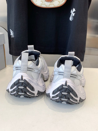 DAD SHOES IN SILVER WHITE MESH AND CALFSKIN