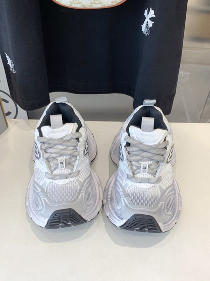 DAD SHOES IN SILVER WHITE MESH AND CALFSKIN