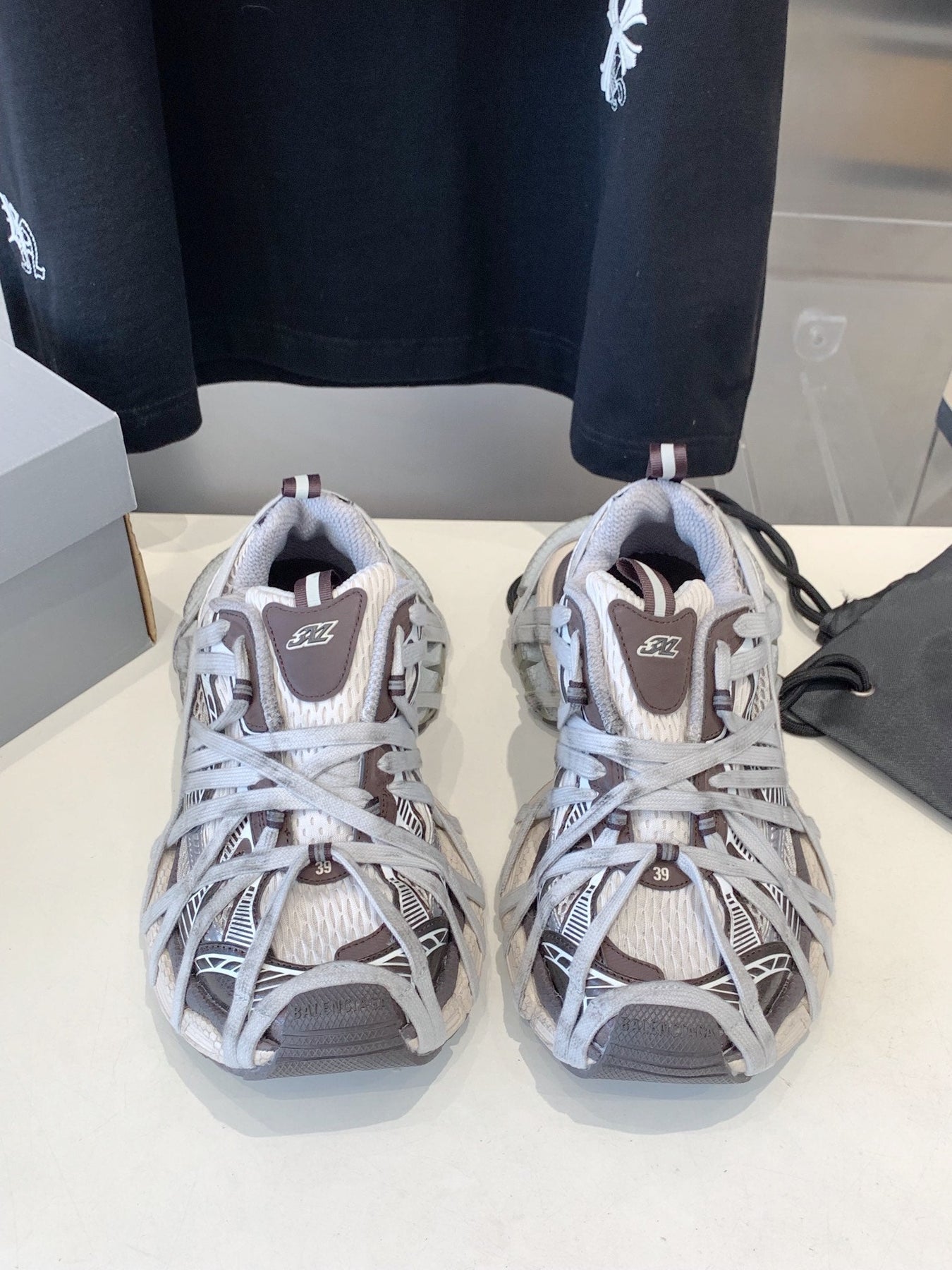 3XL EXTREME LACE SNEAKER BROWN MIX DUST WHITE AND SILVER