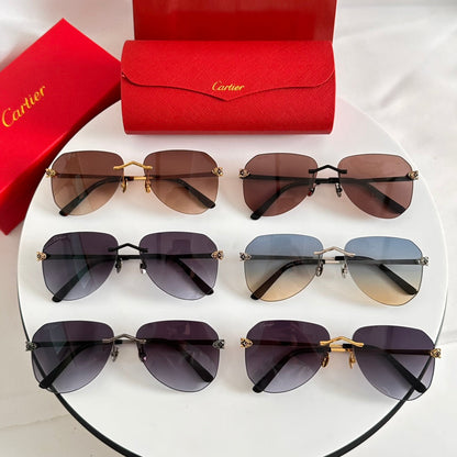 PANTHÈRE RIMLESS AVIATOR FRAME SUNGLASSES CT0502S IN METAL