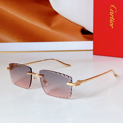 PANTHÈRE RIMLESS RECTANGULAR FRAME SUNGLASSES CT0682S IN METAL