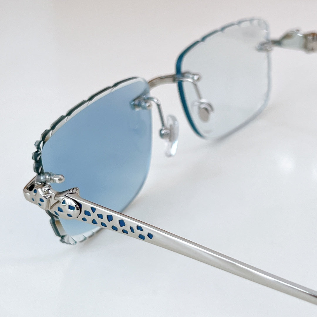 PANTHÈRE PHOTOCHROMIC LENSES RIMLESS SQUARE FRAME SUNGLASSES 580850 IN METAL