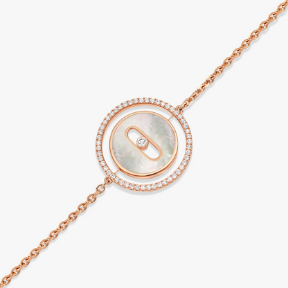 LUCKY MOVE WHITE MOTHER OF PEARL PINK GOLD DIAMOND BRACELET