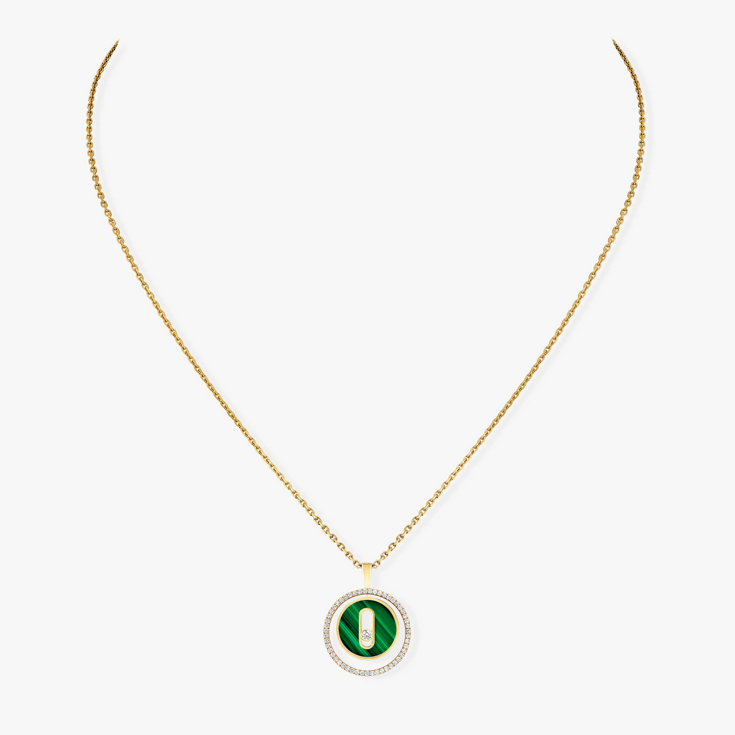 LUCKY MOVE 1 DIAMOND MALACHITE GOLD DIAMOND NECKLACE