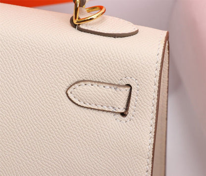 HERM Kelly 25 Cream Togo Leather Gold Hardware