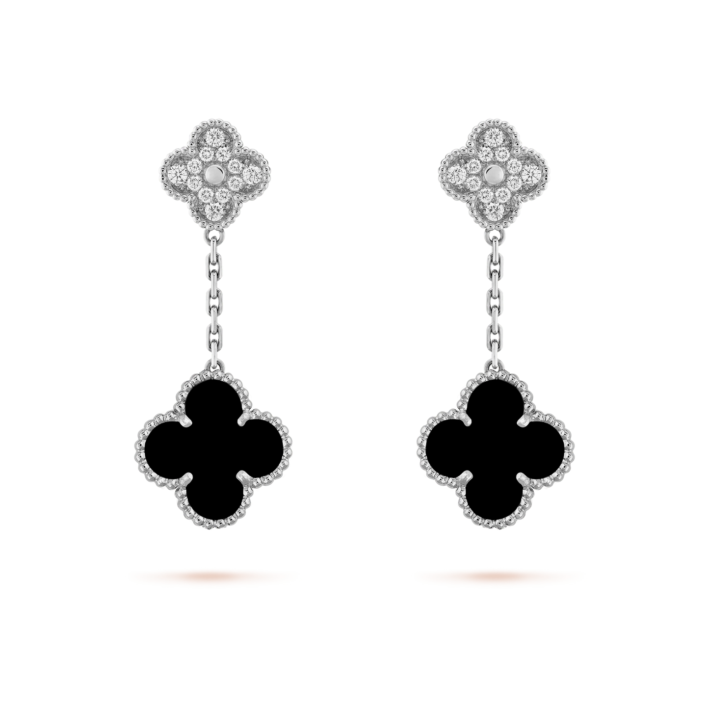 CLOVER DIAMOND AND ONYX EARRINGS