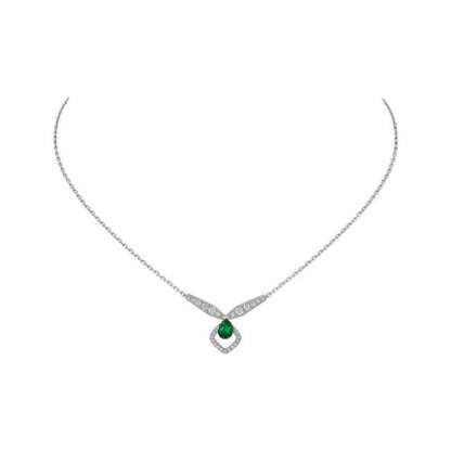 JOSEPHINE MALACHITE SILVER DIAMOND NECKLACE
