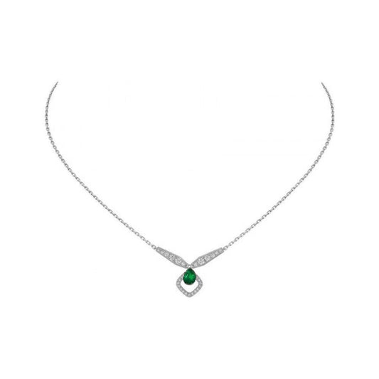 JOSEPHINE MALACHITE SILVER DIAMOND NECKLACE