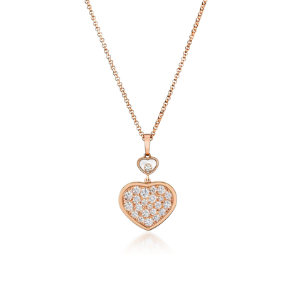 HAPPY HEART NECKLACE PINK GOLD FULL DIAMOND