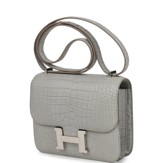 Constance 24 Grey Matte Alligator Palladium Hardware