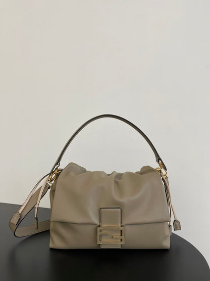 Mamma Bauguette Medium Nappa Leather Dove Grey