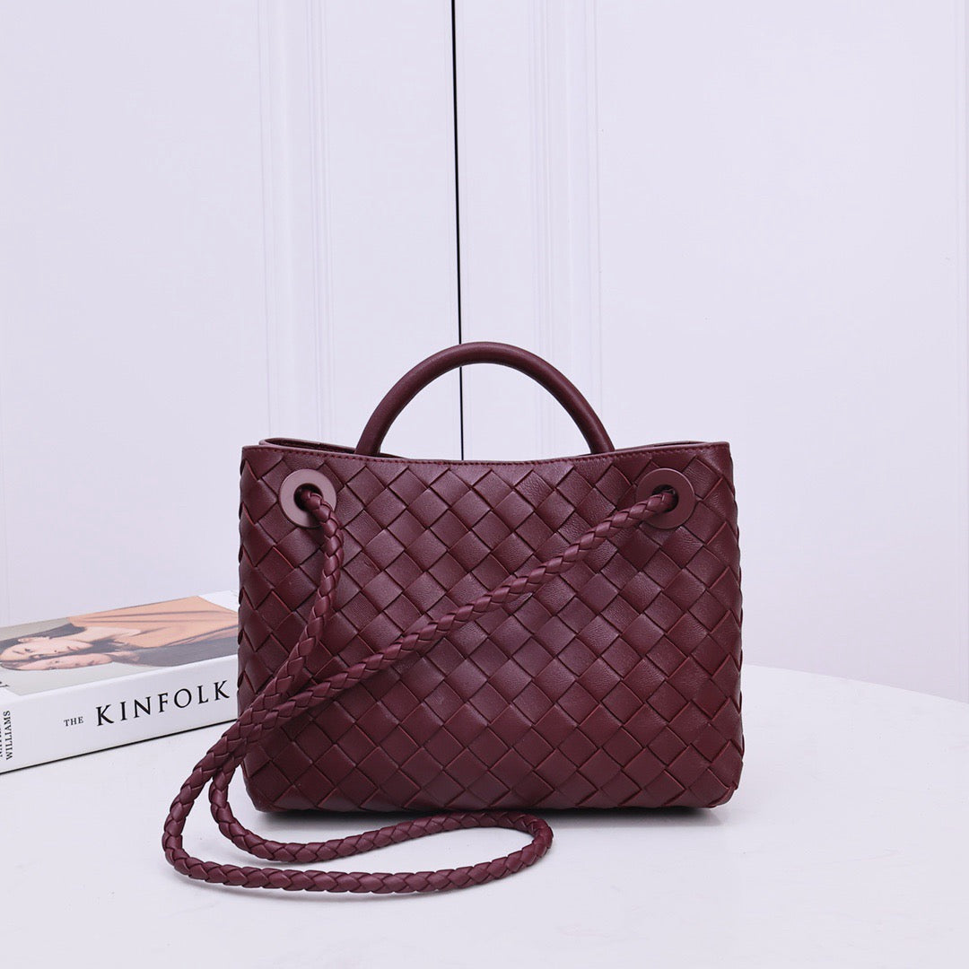 BV SMALL ANDIAMO 25CM DARK RED LAMBSKIN