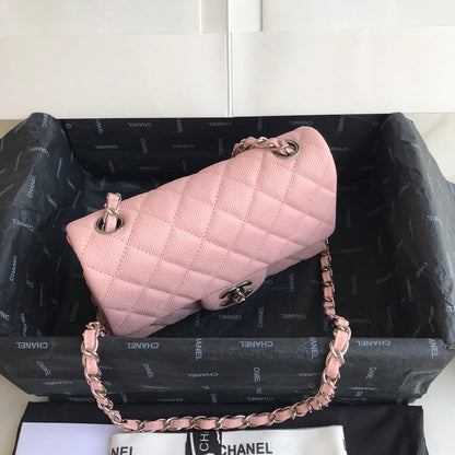 MINI FLAP BAG 20CM PINK LAMBSKIN GOLD HARDWARE