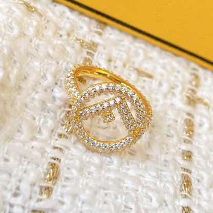 F LOGO GOLD FULL DIAMOND RING