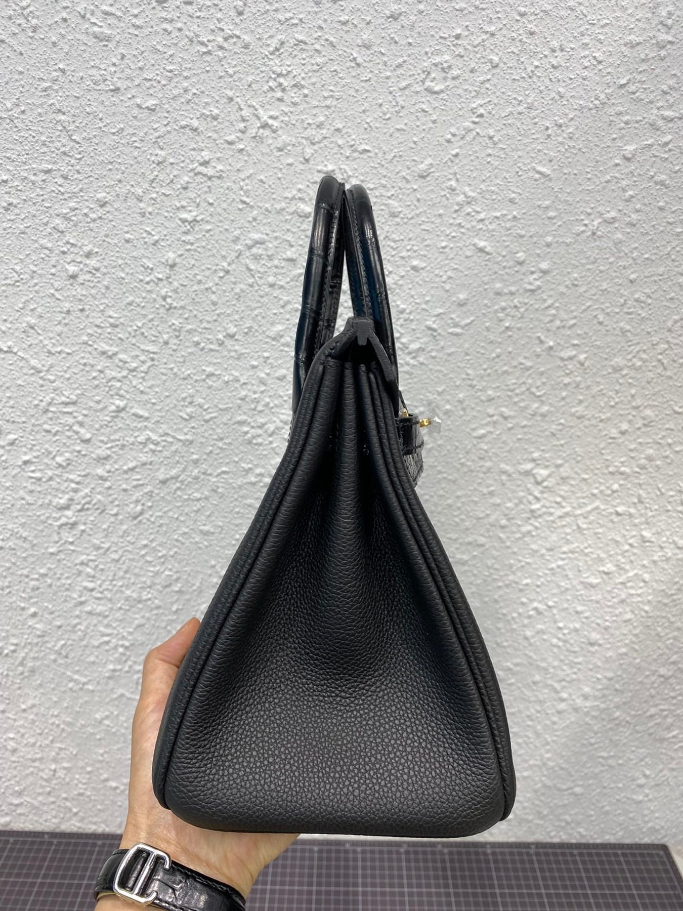 HM BIRKIN 25CM BLACK CROCODILE AND TOGO LEATHER GOLD HARDWARE