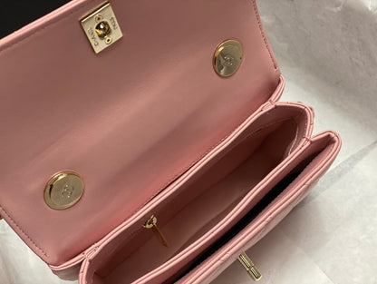 CC TRENDY 20CM PINK LAMBSKIN GOLD HARDWARE