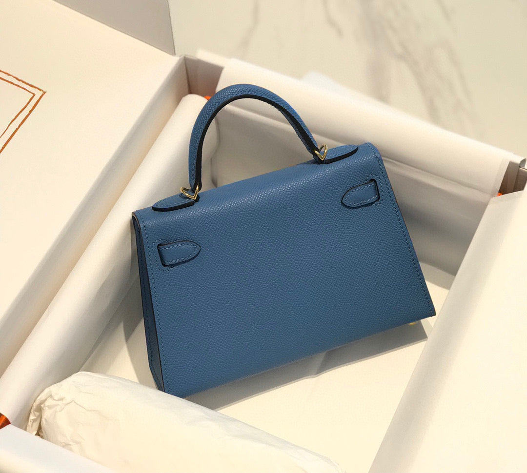 HM KELLY MINI 20 BLUE GOLD HARDWARE