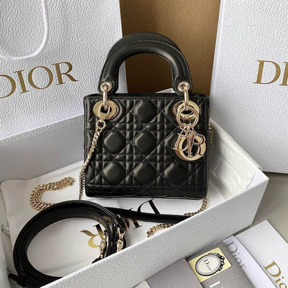 MINI MY LADY 17 BLACK CALFSKIN GOLD HARDWARE