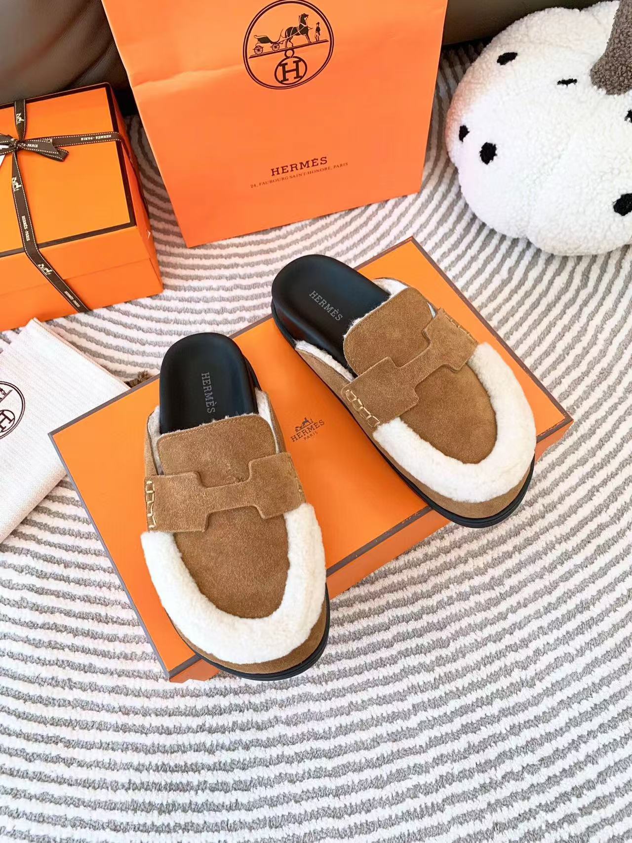 G0 MULE BROWN SUEDE SHEARLING