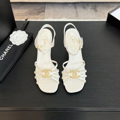 HIGHT SANDALS 2025 IN WHITE PATENT LAMBSKIN