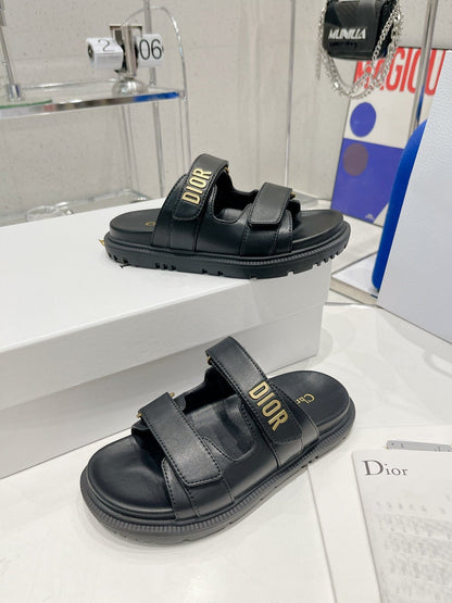 CD DIORACT SANDALS IN BLACK LAMBSKIN