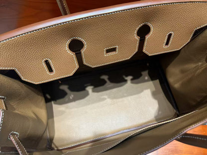 HM BIRKIN 35CM BAG BROWN CALFSKIN SILVER HARDWARE