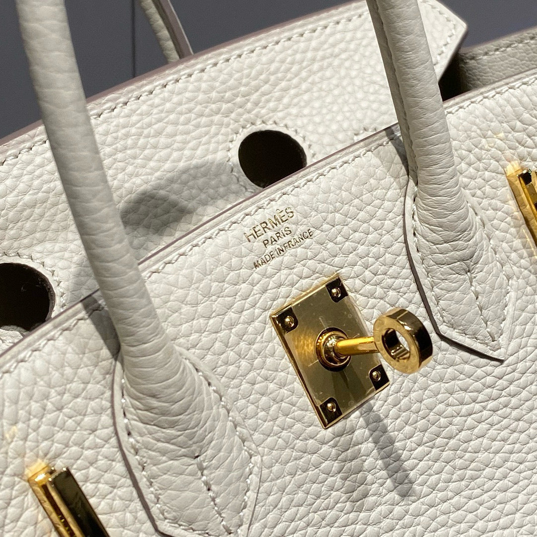 HM BIRKIN 20CM BAG MILKY WHITE TOGO LEATHER GOLD HARDWARE