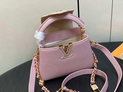 CAPUCINES MINI 21 IN LIGHT PINK TAURILLON LOVELOCK GOLD HARDWARE