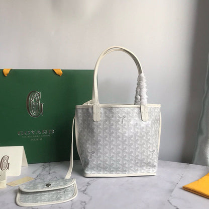 ANJOU MINI BAG 20 IN MILKY WHITE GOYARDINE CANVAS AND CALFSKIN