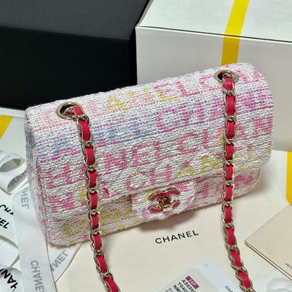 CC 24C CLASSIC DOUBLE FLAP MULTICOLOR TWEED GHW