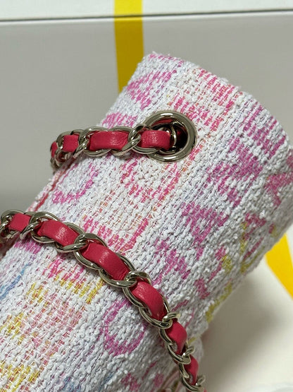 CC 24C CLASSIC DOUBLE FLAP MULTICOLOR TWEED GHW