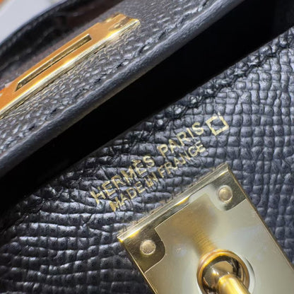 HM KELLY MINI 19 BLACK TOGO LETHER GOLD HARDWARE