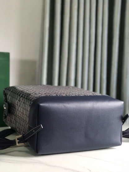 CISALPIN BACKPACK 43 IN NAVY BLUE GOYARDINE CANVAS AND CALFSKIN