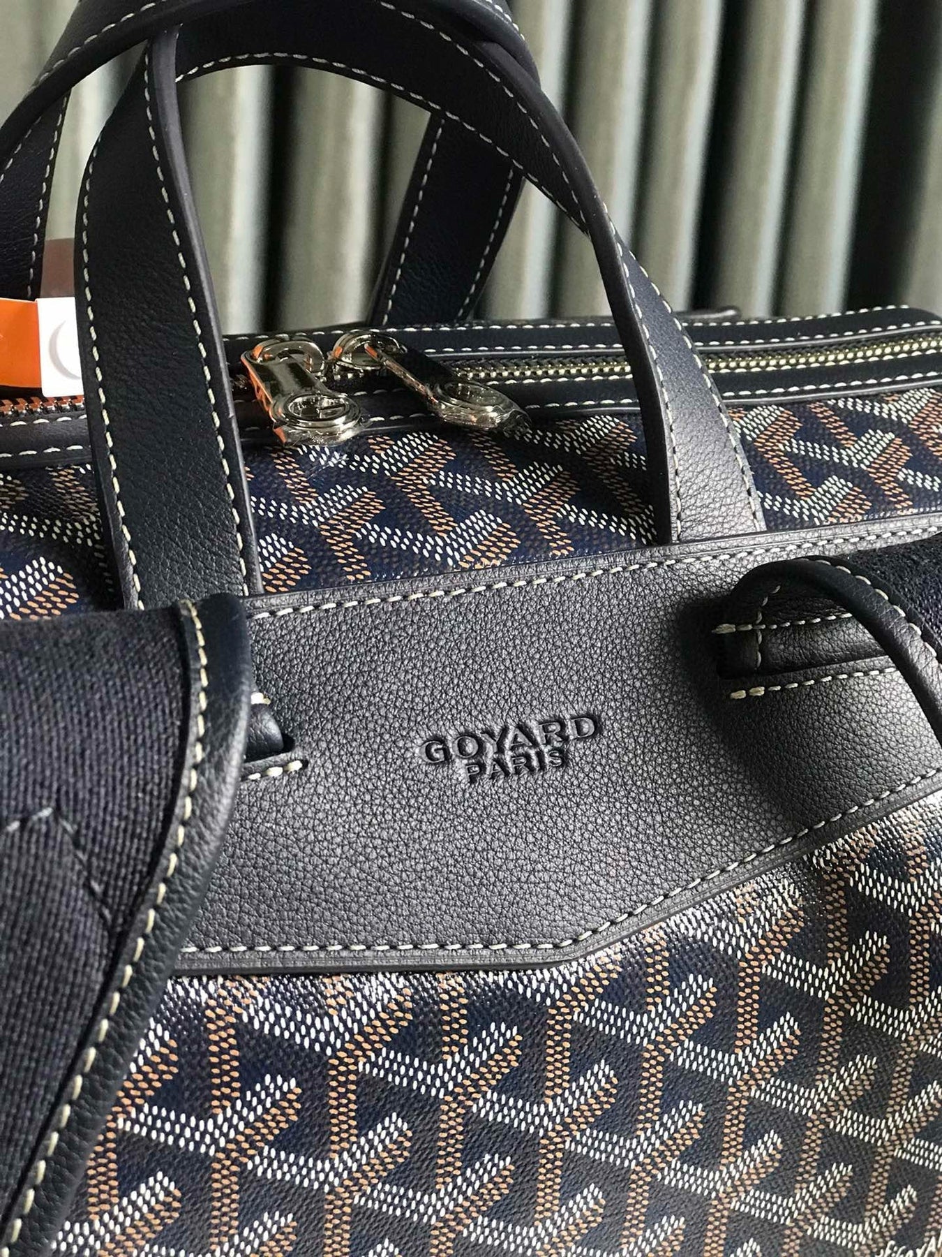 CISALPIN BACKPACK 43 IN NAVY BLUE GOYARDINE CANVAS AND CALFSKIN