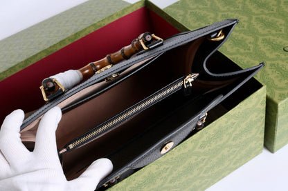 DIANA LARGE TOTE BAG 35 CM IN BLACK CALFSKIN