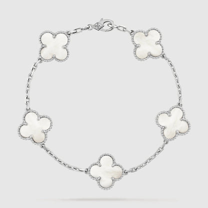 CLOVER SILVER MOP 5 MOTIF BRACELET