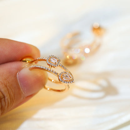 CREOLES MY TWIN 2 RANGS SILVER DIAMOND EARRINGS