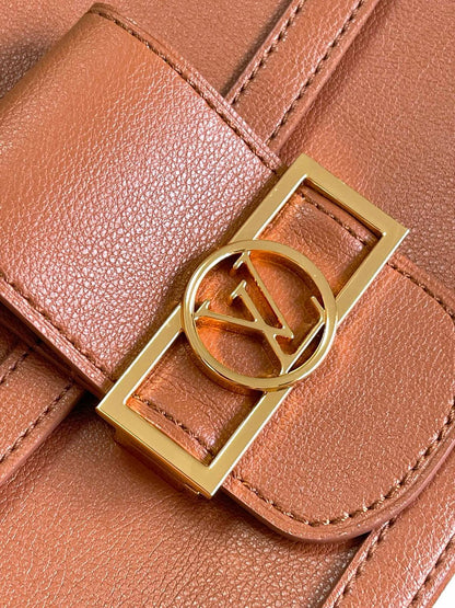 DAUPHINE SOFT MM 24 IN COGNAC CALFSKIN GOLD HARDWARE