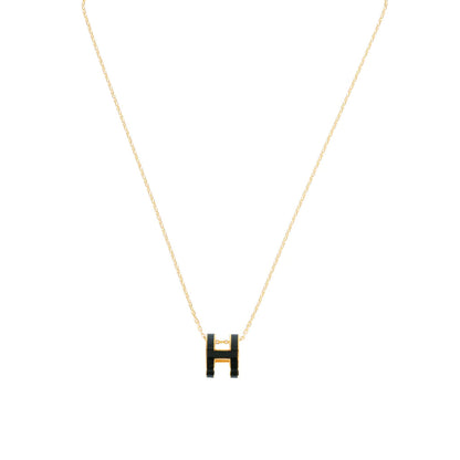 POP H NECKLACE BLACK PENDANT GOLD HARDWARE