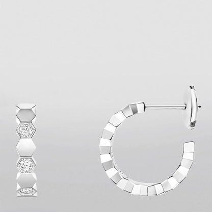 HONEE SILVER DIAMOND HOOP EARRINGS