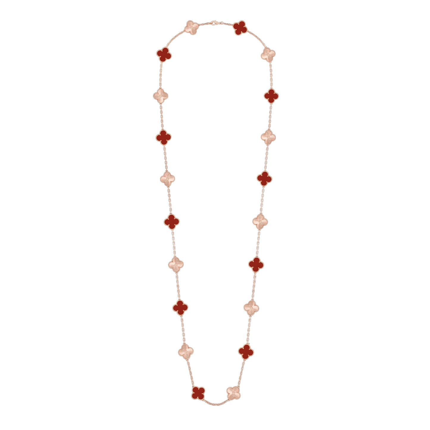 CLOVER 20 MOTIF CARNELIAN 86CM NECKLACE