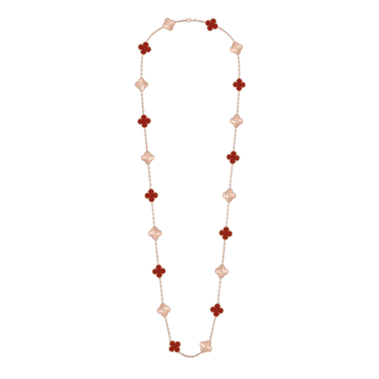 CLOVER 20 MOTIF CARNELIAN 86CM NECKLACE