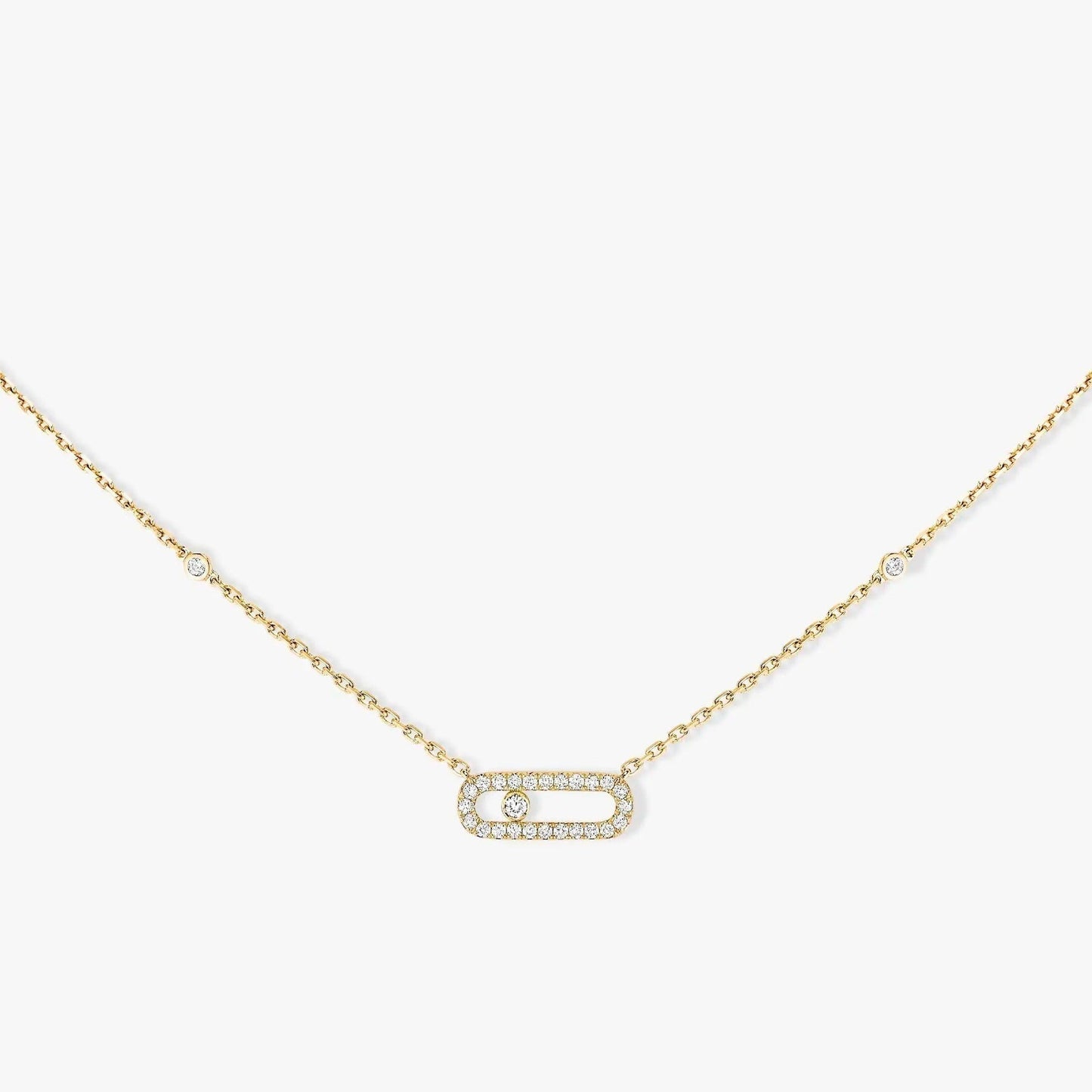 MOVE UNO PAVED SILVER DIAMOND NECKLACE