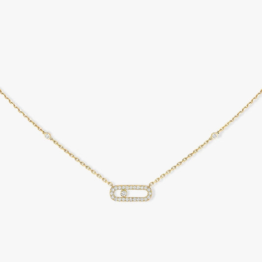 MOVE UNO PAVED SILVER DIAMOND NECKLACE